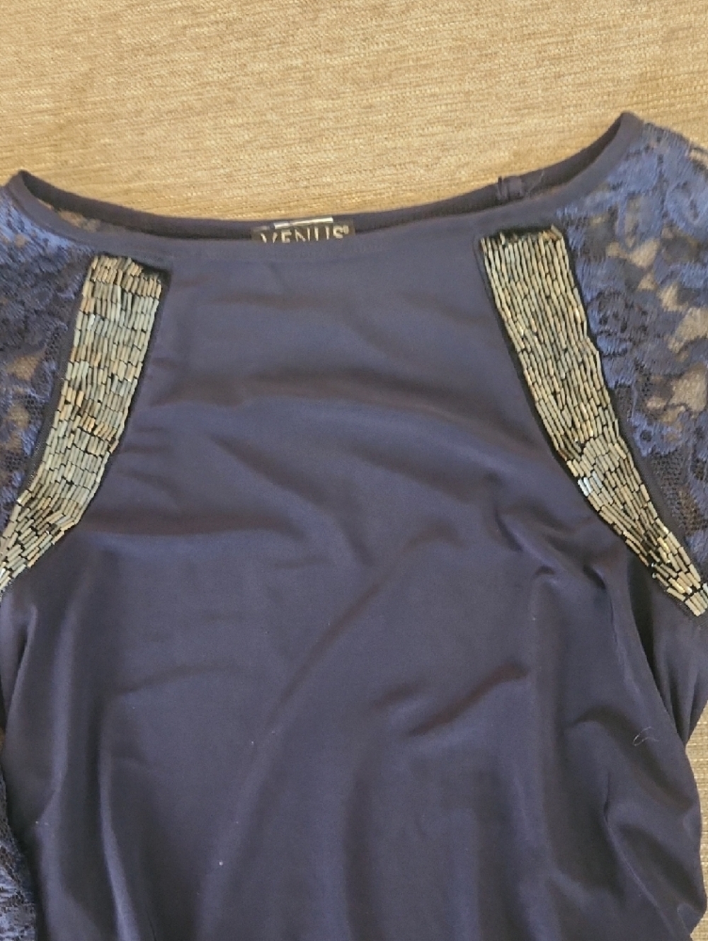 VENUS Navy Ruched Top - Picture 3 of 5